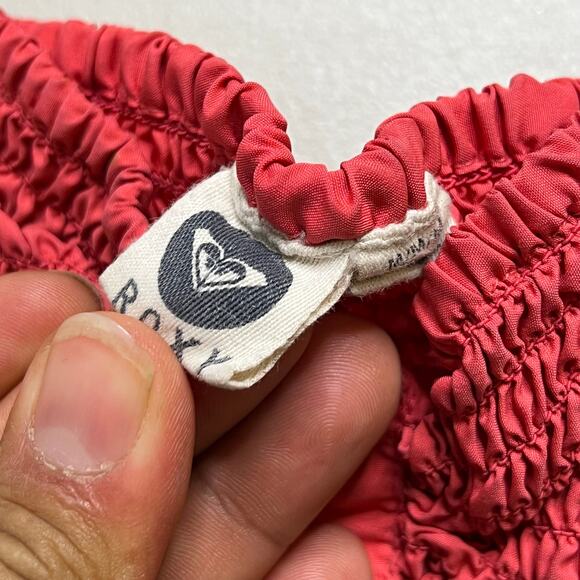 Roxy Women’s Strapless Smocked Mini Dress Black White Pink Size Small Boho Surf - Picture 3 of 8